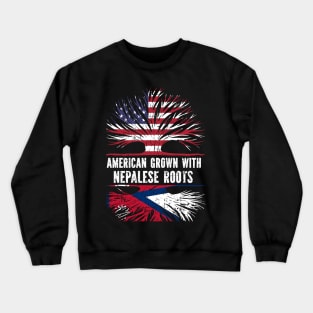 American Grown with Nepalese Roots USA Flag Crewneck Sweatshirt